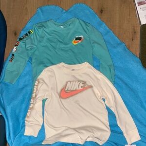 Nike Kids Long Sleeve Tees - Teal and Cream